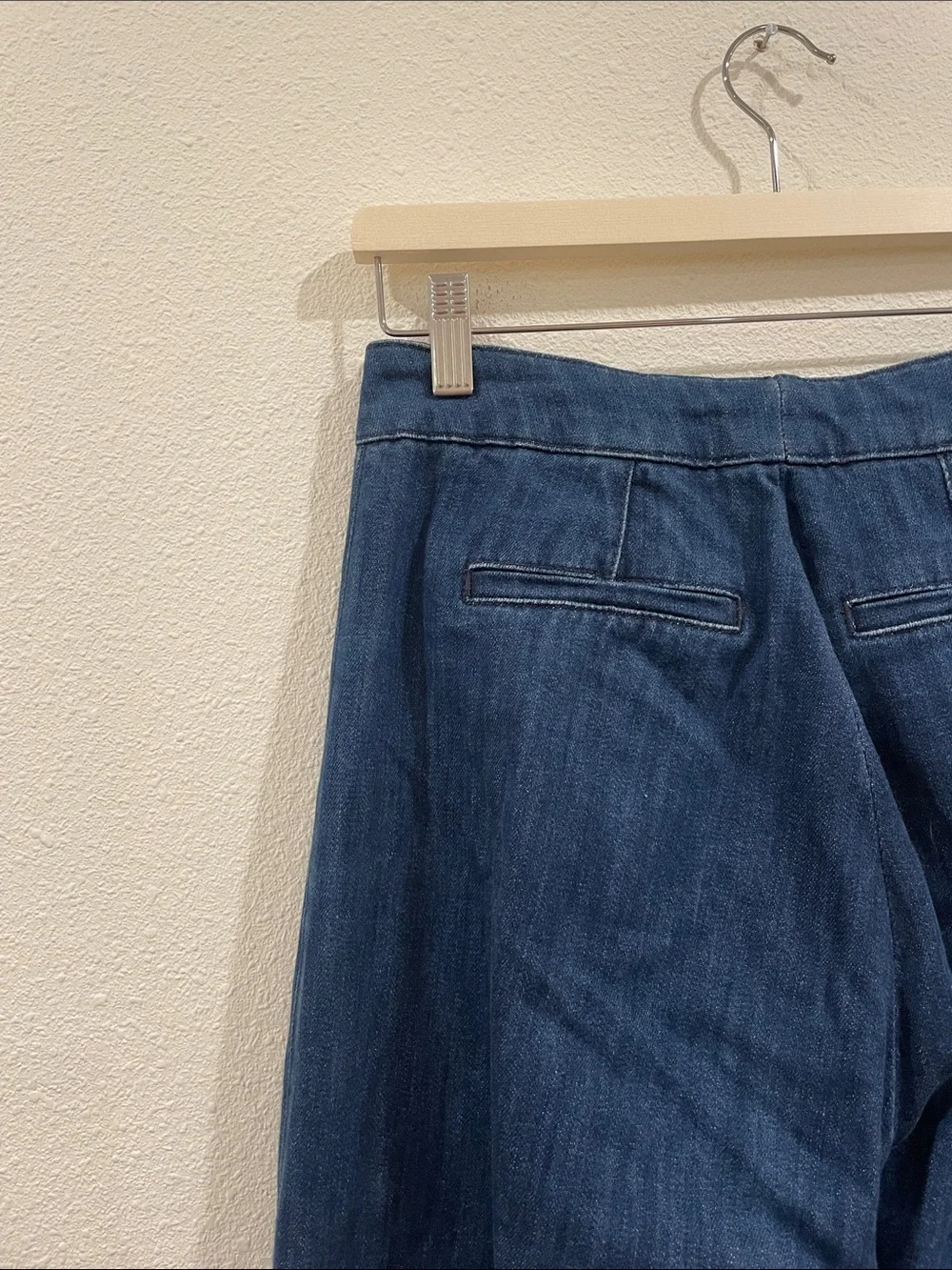 Sesame Denim High-Waist Sailor Damon Wide-Leg Denim Jeans Button Front Size 38